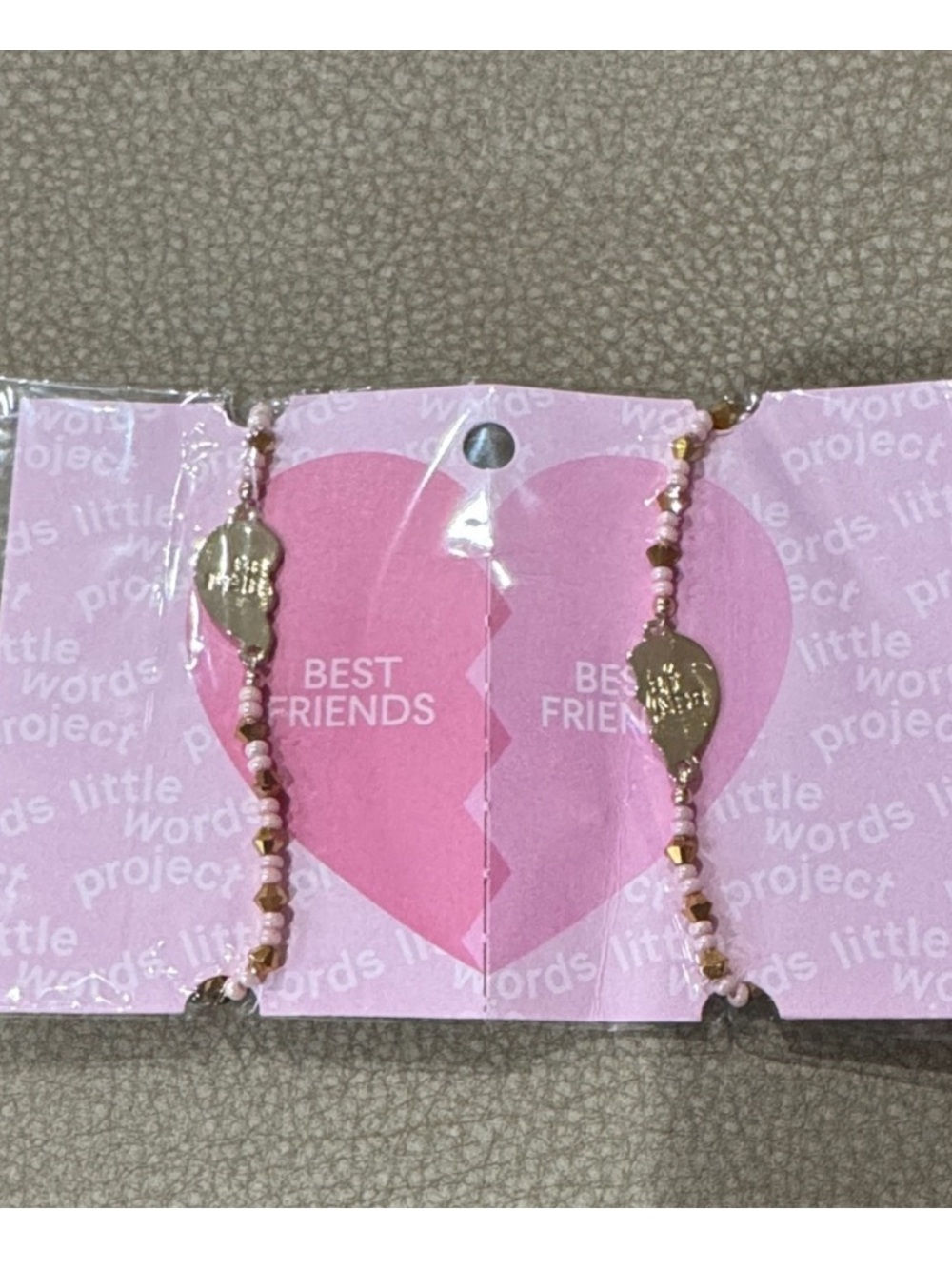 Little words project Best Friends Pink Beaded Friendship Bracelet Set NWT